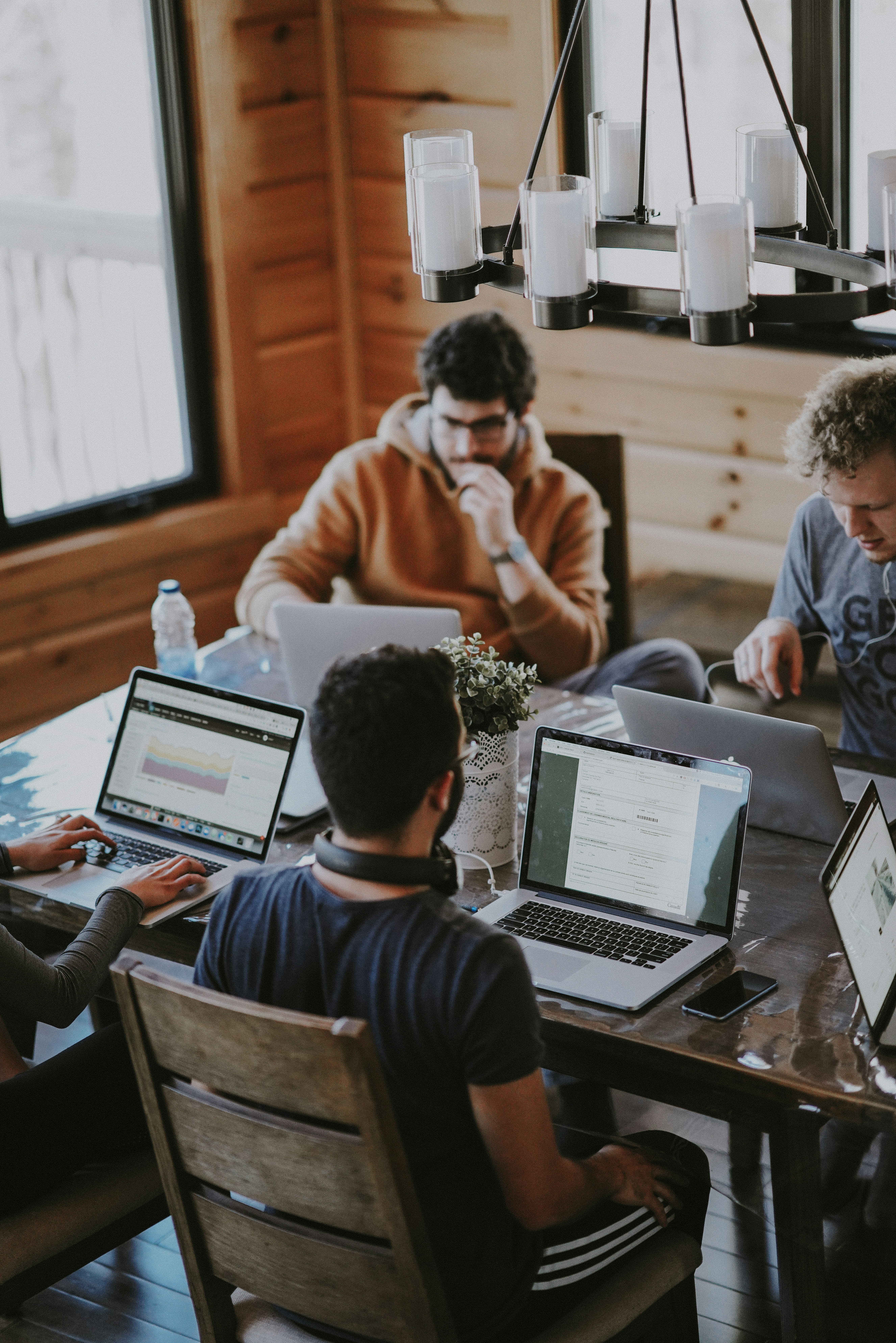 Business professionals collaborating around a conference table